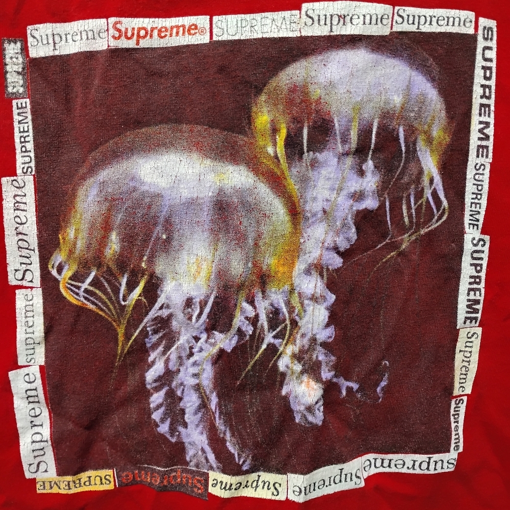 Supreme New York Size M Men's Red Sleeveless T Shirt Jellyfish - Picture 3 of 5